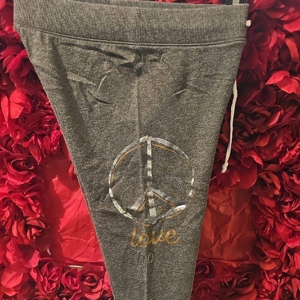 Gray Kids Joggers with Peace Sign